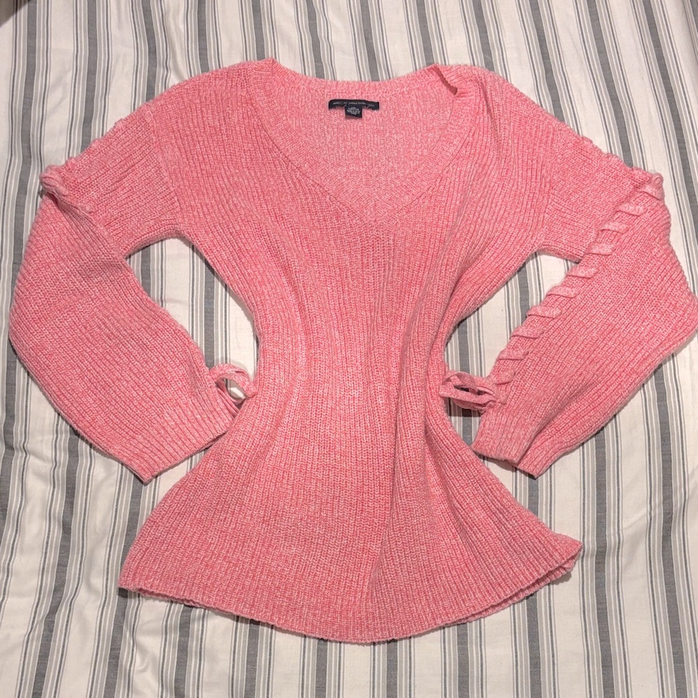 VINTAGE American Eagle Outfitters Pink V-Neck Sweater